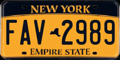 NY license plate FAV2989