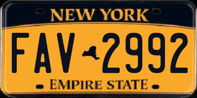 NY license plate FAV2992
