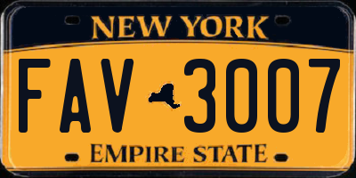 NY license plate FAV3007
