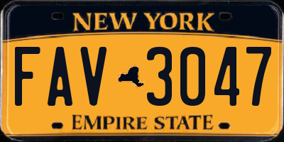 NY license plate FAV3047