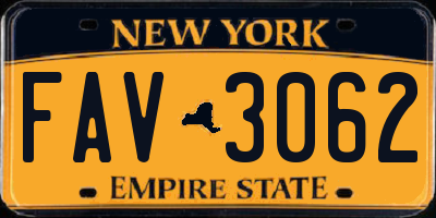 NY license plate FAV3062