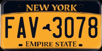 NY license plate FAV3078