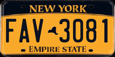 NY license plate FAV3081