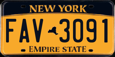 NY license plate FAV3091