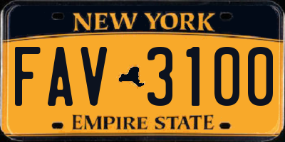 NY license plate FAV3100