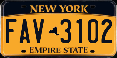 NY license plate FAV3102