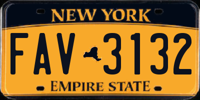 NY license plate FAV3132