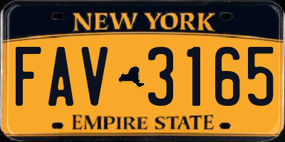 NY license plate FAV3165