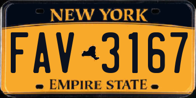 NY license plate FAV3167