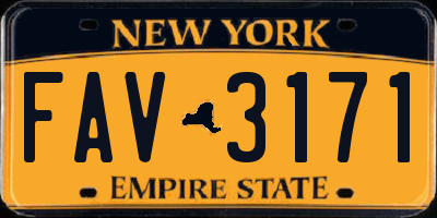 NY license plate FAV3171