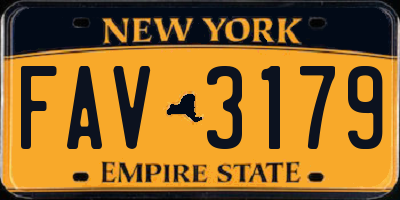NY license plate FAV3179