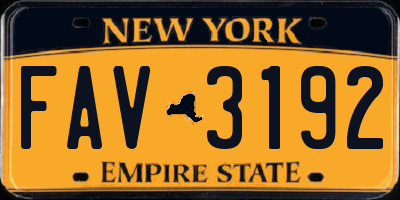 NY license plate FAV3192