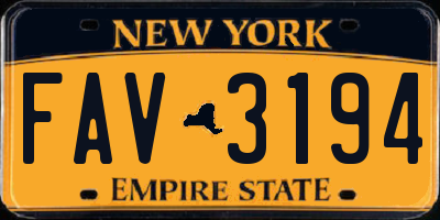 NY license plate FAV3194