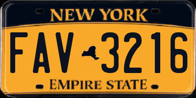NY license plate FAV3216