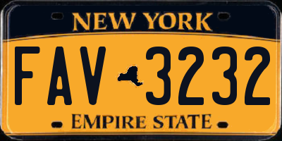 NY license plate FAV3232