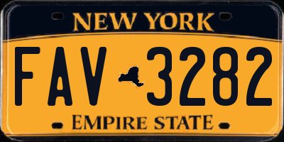 NY license plate FAV3282