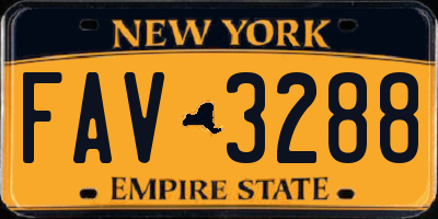 NY license plate FAV3288