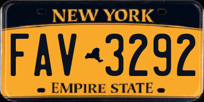 NY license plate FAV3292