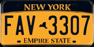 NY license plate FAV3307