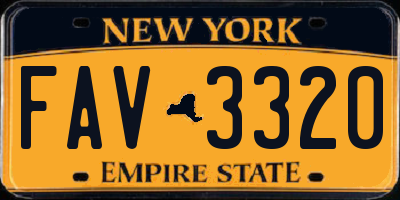 NY license plate FAV3320