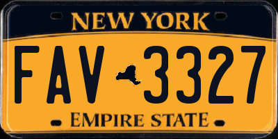 NY license plate FAV3327