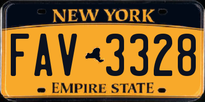 NY license plate FAV3328