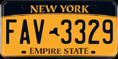 NY license plate FAV3329