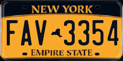 NY license plate FAV3354