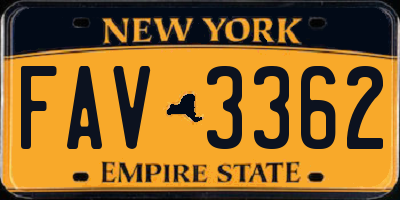 NY license plate FAV3362