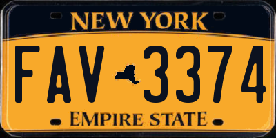 NY license plate FAV3374