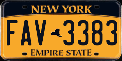 NY license plate FAV3383
