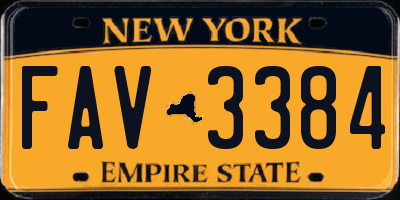 NY license plate FAV3384