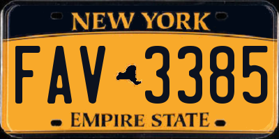 NY license plate FAV3385