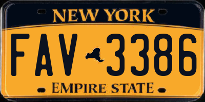 NY license plate FAV3386
