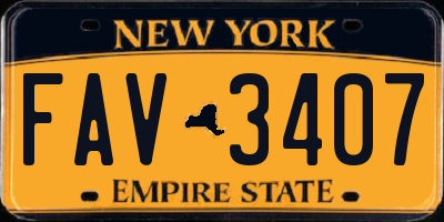 NY license plate FAV3407