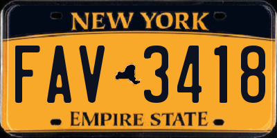 NY license plate FAV3418