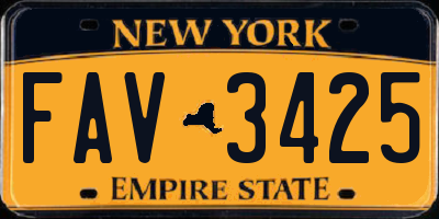 NY license plate FAV3425