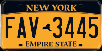NY license plate FAV3445