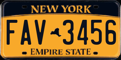 NY license plate FAV3456