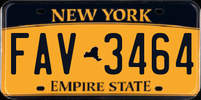 NY license plate FAV3464