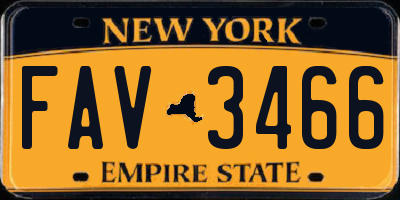 NY license plate FAV3466