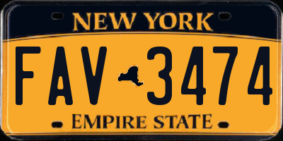 NY license plate FAV3474