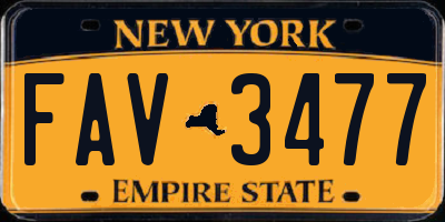 NY license plate FAV3477