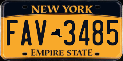NY license plate FAV3485