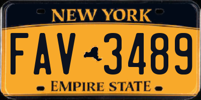 NY license plate FAV3489