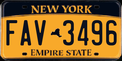 NY license plate FAV3496