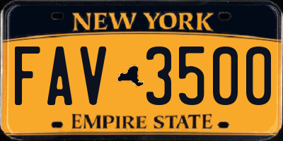 NY license plate FAV3500