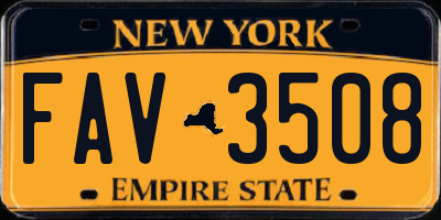 NY license plate FAV3508
