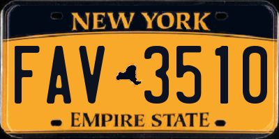 NY license plate FAV3510