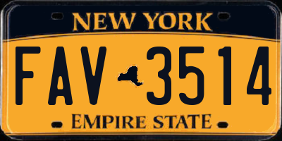 NY license plate FAV3514
